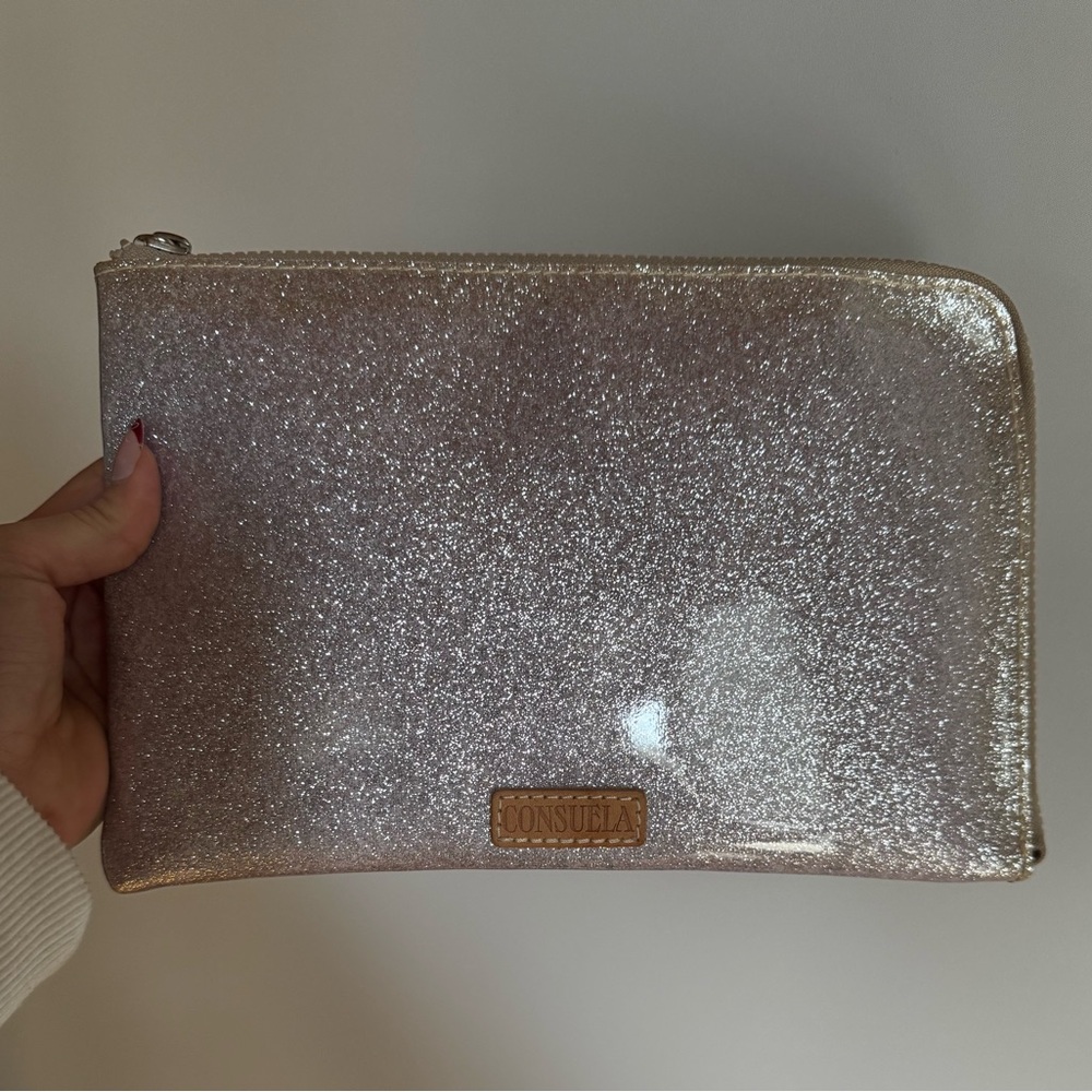 Consuela Glitter Rose Gold Clutch